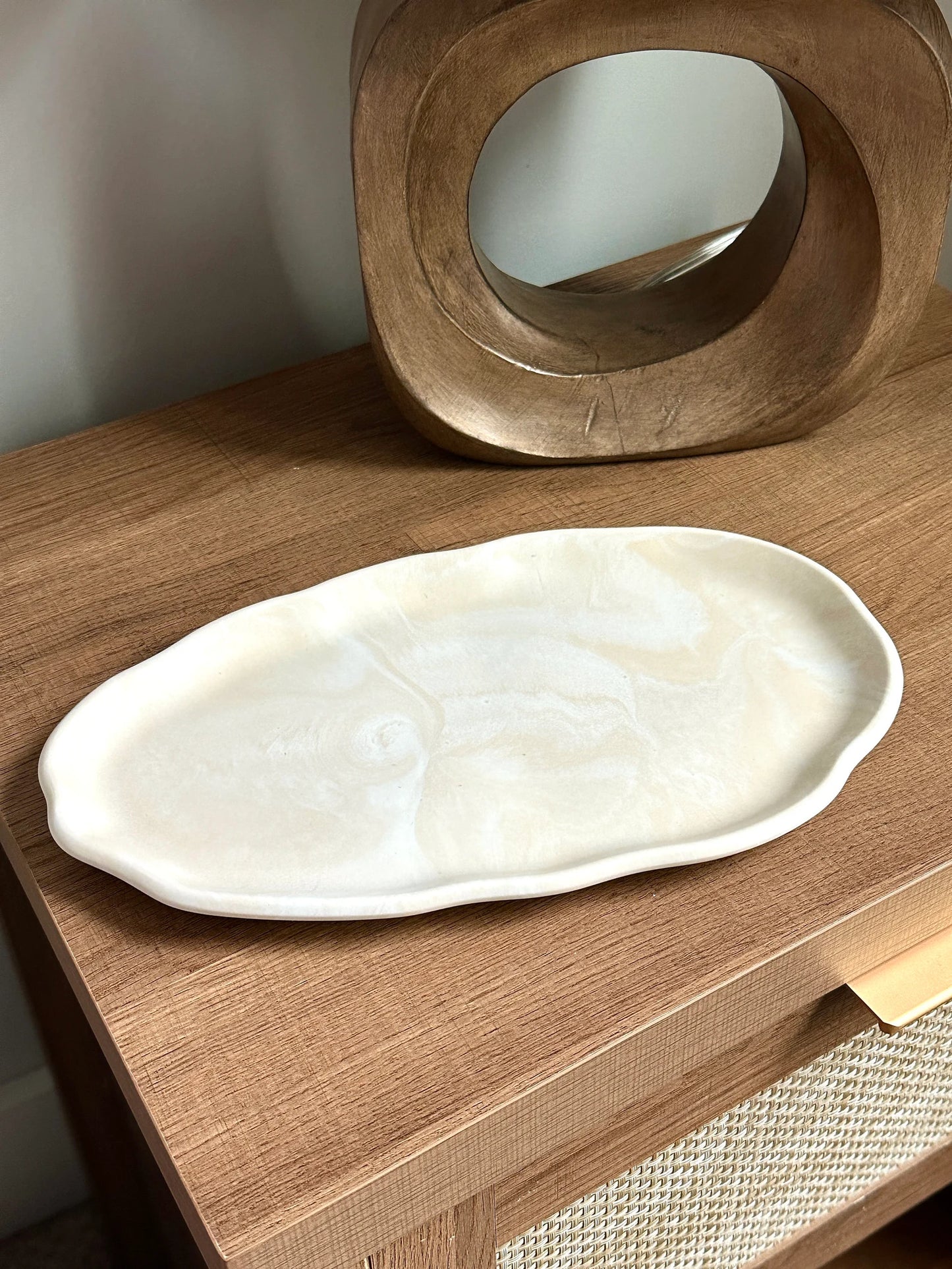 Beige Marble Leaf Tray