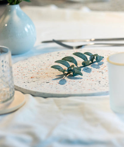 Beige Marble Leaf Tray